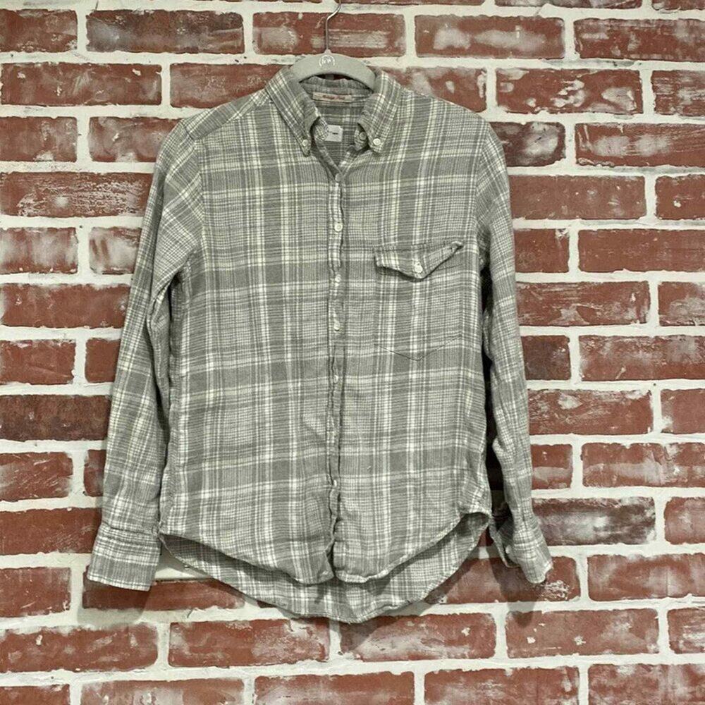 Gant Women Gray Soft Cotton Flannel Casual Button Down Long Sleeve Shirt Size XS
